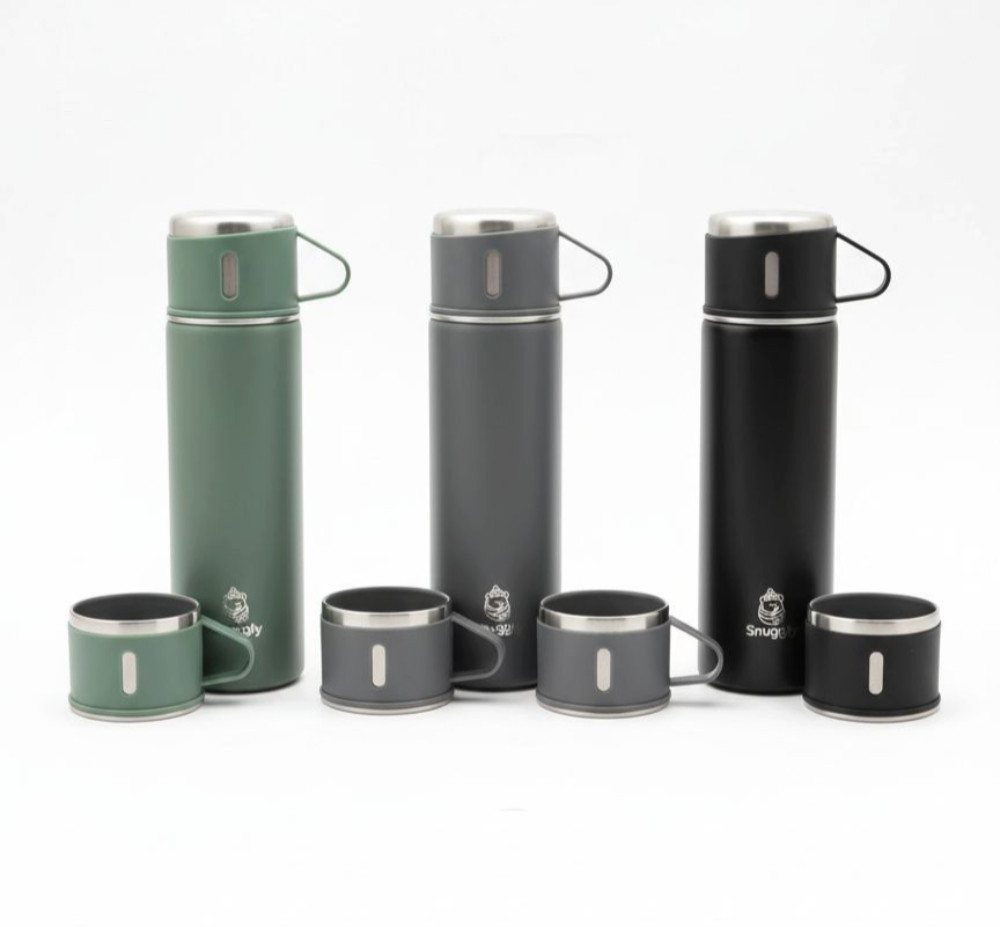 Snuggly Thermoflasche 500 ml Edelstahl doppelwandig mit 3 Bechern, 12h warm & kalt, Doppelwandiger Edelstahl, 12 h warm/kalt, auslaufsicher, Soft-Touch Bild 5