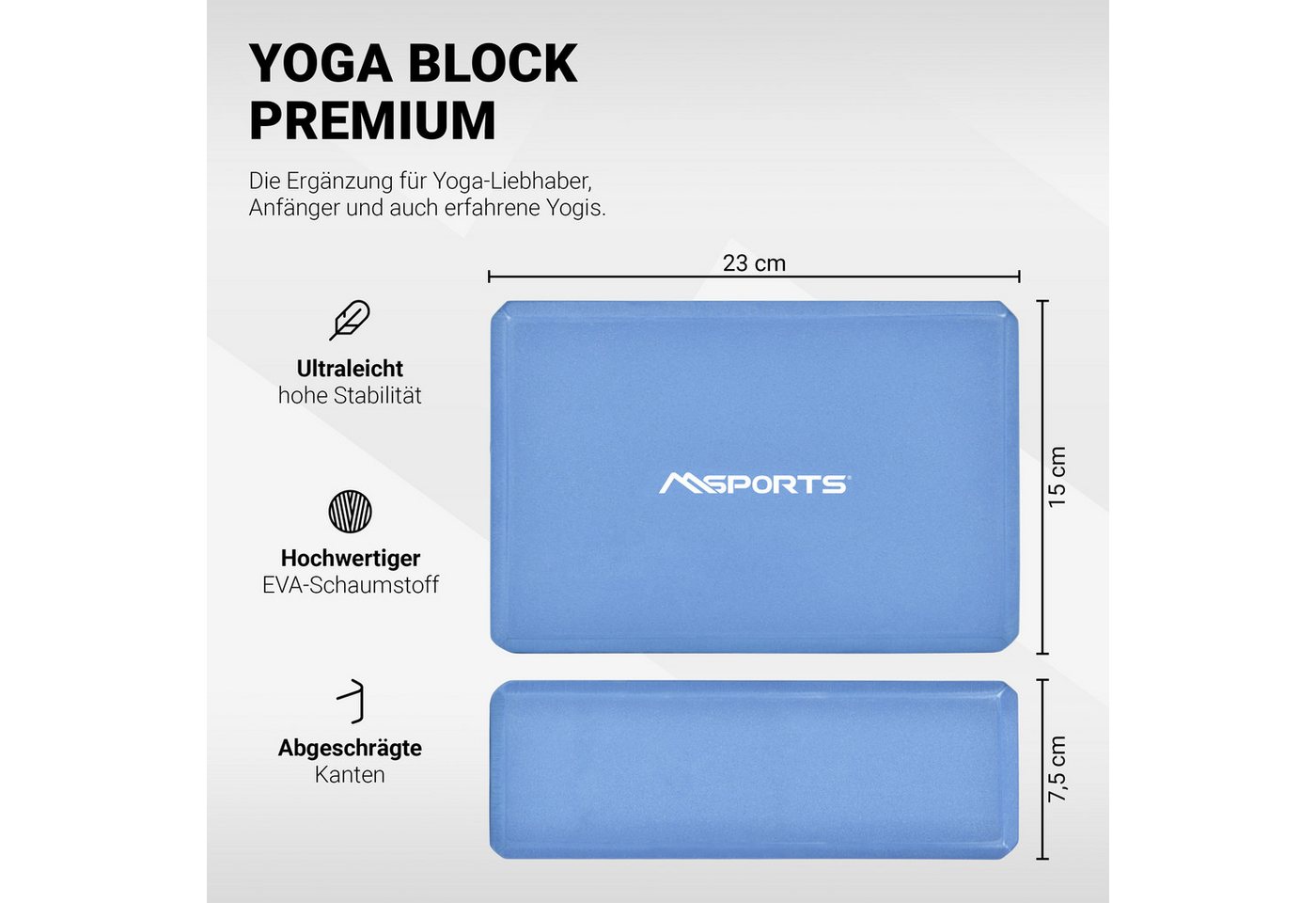 MSports® Yogablock Yogablock in verschiedenen Farben - 2er Pack - Yogaklotz