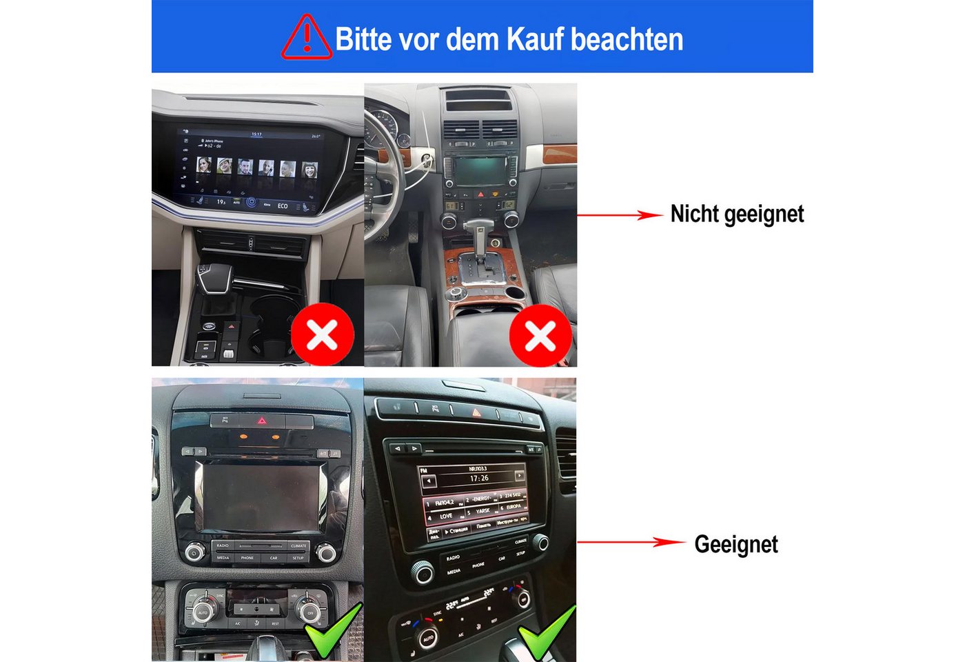 ESSGOO DAB+ 4+64G CarPlay Android 15 Navi Für VW Touareg 7P 2010-2018 Autoradio (DAB+ (optional), DAB (optional), 4+64GB(optional), RDS, AM, FM, Apple Carplay Android Auto GPS Navi WIFI BT EQ) Bild 2