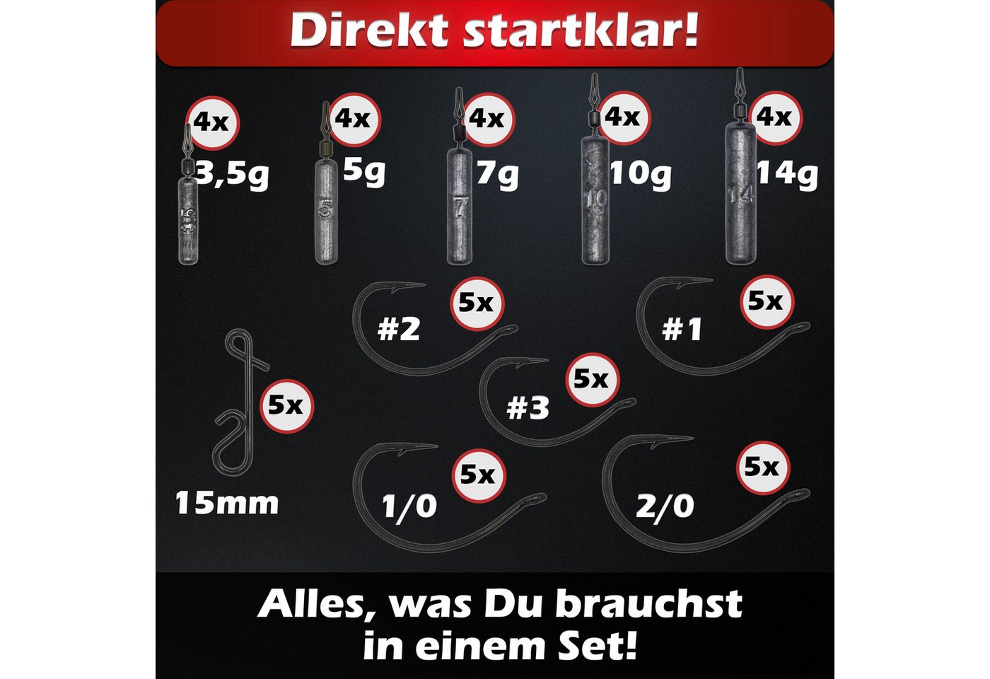 Paradox Fishing Angelgewicht Drop Shot Blei Set 3g-14g 20/25 Stück Bild 2