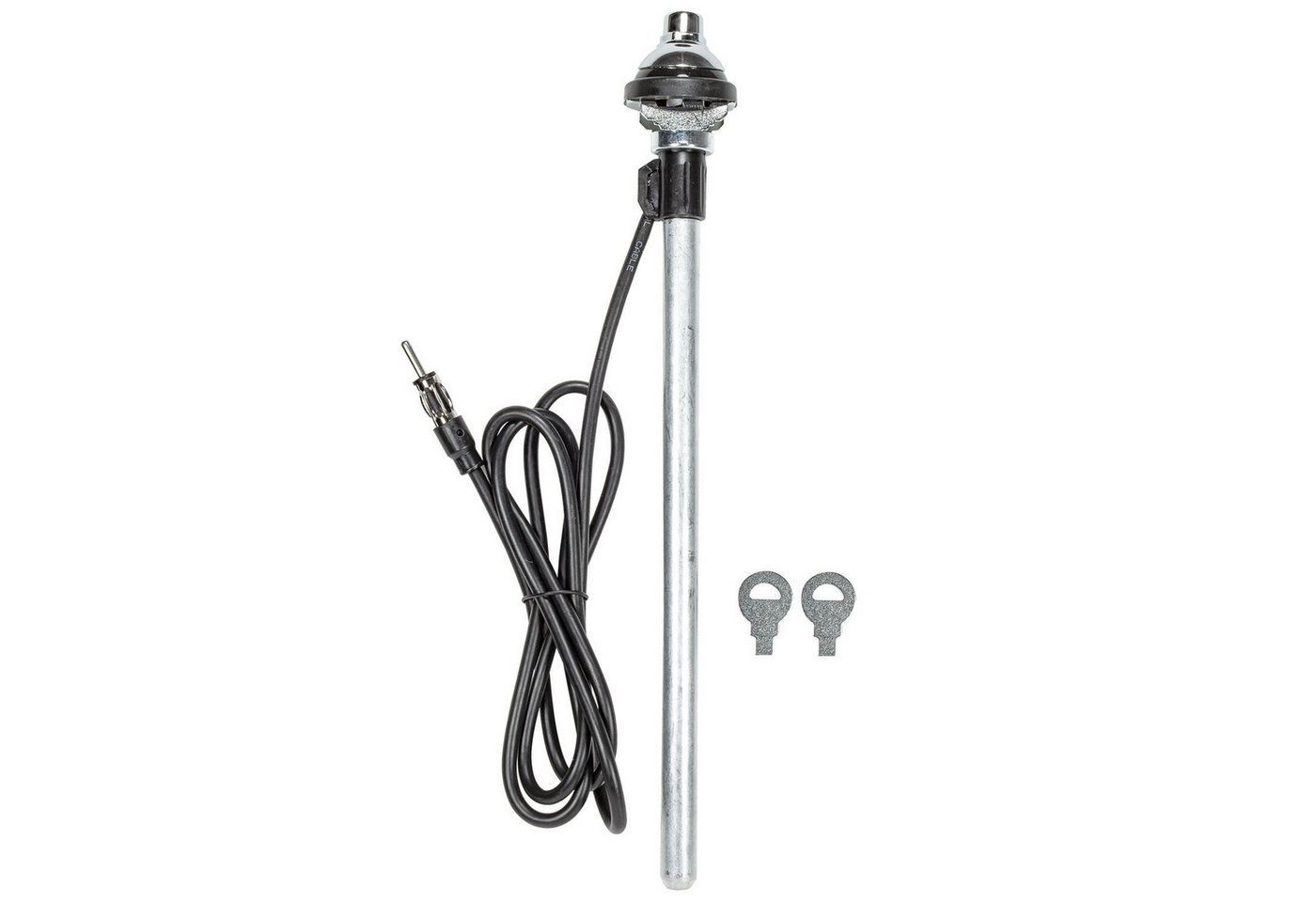 tomzz Audio Universal Kotflügel Teleskopantenne großer Kopf Kabel DIN-Stecker Edel Autoradio-Ersatzantennenstab Bild 2
