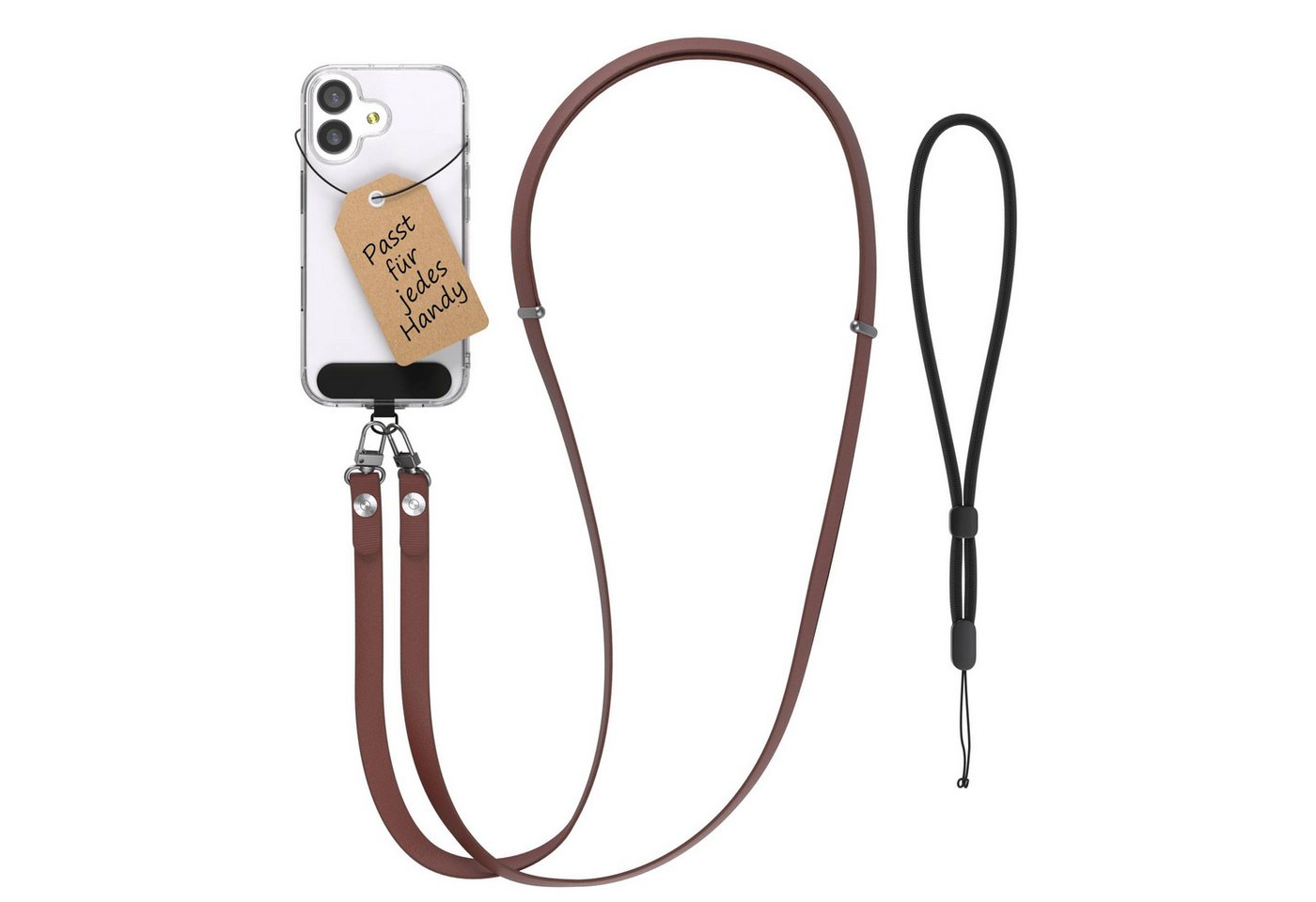 EAZY CASE Handykette Universal für alle Smartphones - modisch & funktional, Dunkelbraune Handykette mit Magnetband im minimalistischen Look