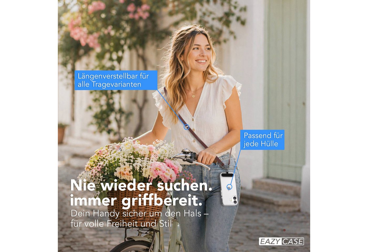 EAZY CASE Handykette Universal für alle Smartphones - modisch & funktional, Dunkelbraune Handykette mit Magnetband im minimalistischen Look Bild 3