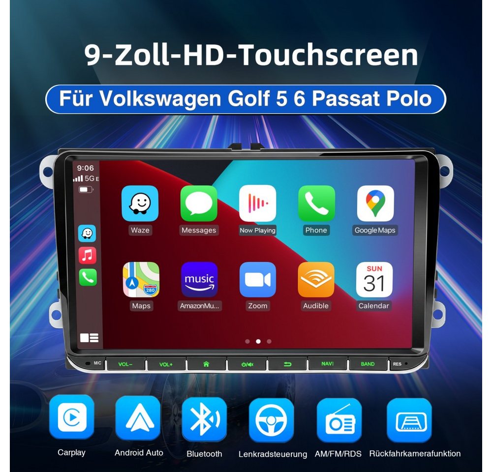 ESSGOO Für VW Golf 5 6 Plus Touran Tguan Caddy Passat Carplay Android Auto Autoradio (Carplay Android Auto Bluetooth FM AM RDS) Bild 3