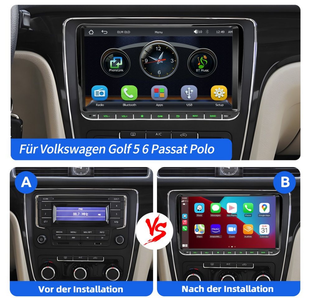 ESSGOO Für VW Golf 5 6 Plus Touran Tguan Caddy Passat Carplay Android Auto Autoradio (Carplay Android Auto Bluetooth FM AM RDS) Bild 5