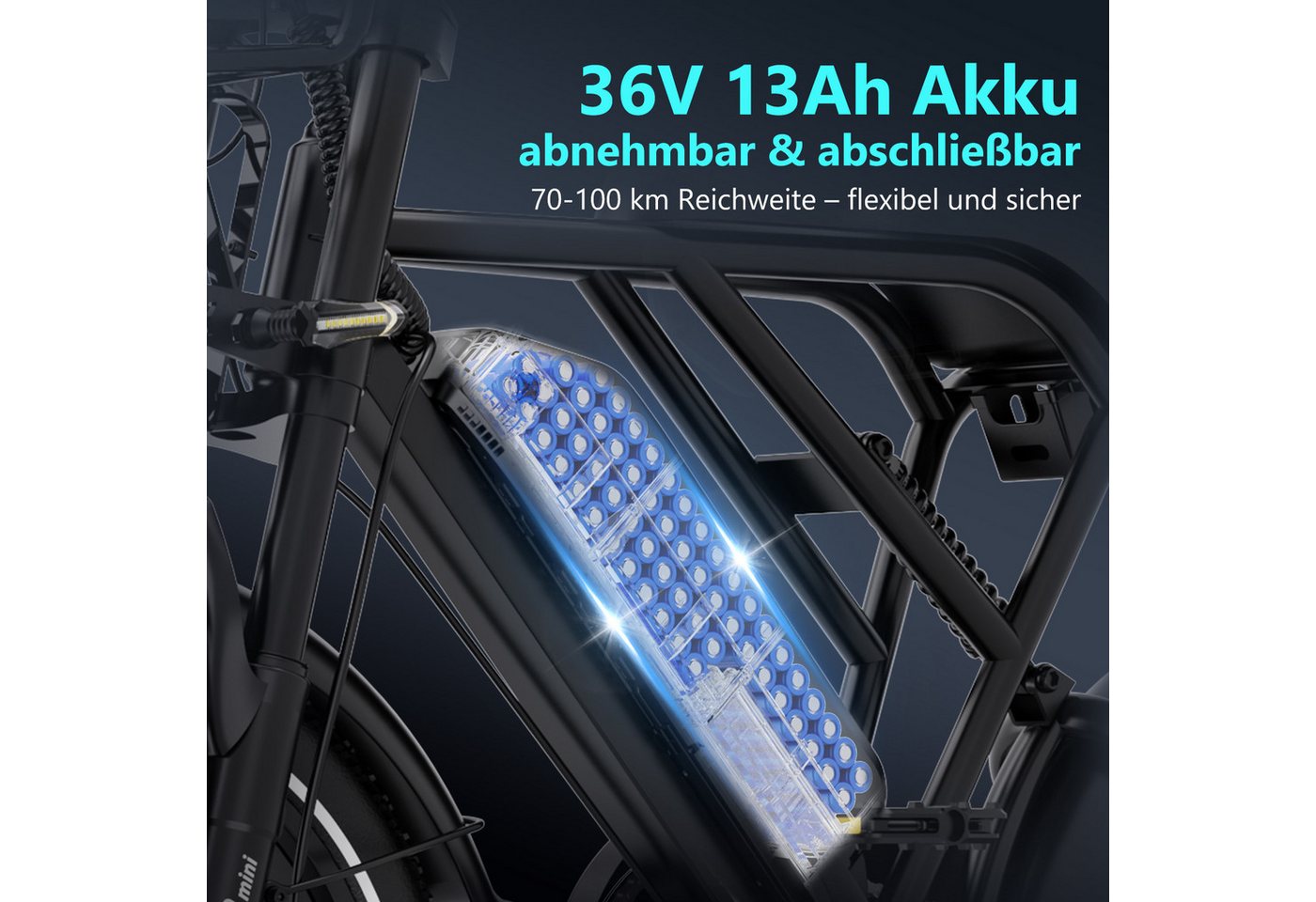 RCB E-Bike Pedelec G19 mini Elektrofahrrad,16x4,0Zoll,Richweite 70-100KM,36V 13Ah,APP&NFC, 7 Gang, Heckmotor, 468 Wh, 630W Spitzenleistung, Drehmomentsensor, bis zu 21,26 % Steigung