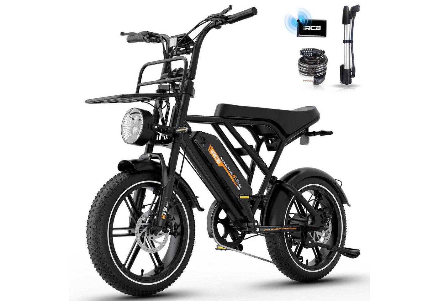 RCB E-Bike Pedelec G19 mini Elektrofahrrad,16x4,0Zoll,Richweite 70-100KM,36V 13Ah,APP&NFC, 7 Gang, Heckmotor, 468 Wh, 630W Spitzenleistung, Drehmomentsensor, bis zu 21,26 % Steigung Bild 3