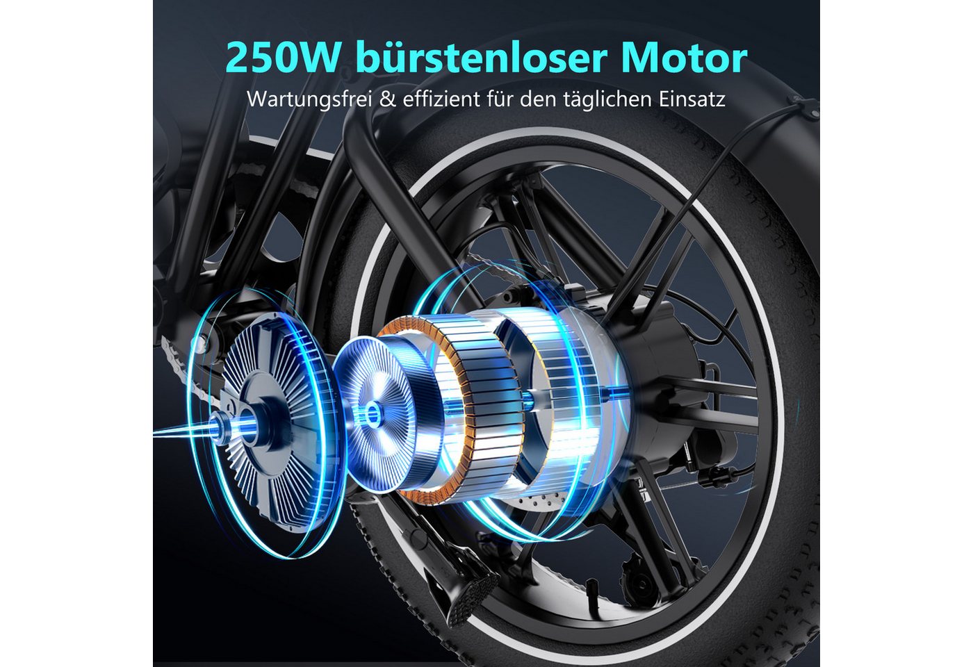 RCB E-Bike Pedelec G19 mini Elektrofahrrad,16x4,0Zoll,Richweite 70-100KM,36V 13Ah,APP&NFC, 7 Gang, Heckmotor, 468 Wh, 630W Spitzenleistung, Drehmomentsensor, bis zu 21,26 % Steigung Bild 5
