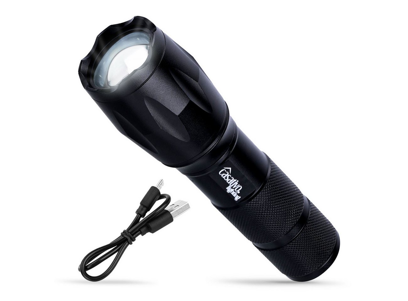 Casativo LED Taschenlampe 2in1 LED Taschenlampe 260lm 1800mAh-Akku Powerbank Funktion IP44 (2-St., 1er-Set & 2er-Set), 3 Leuchtmodi/Wiederaufladbar/Stroboskop/USB-Ladekabel Bild 2