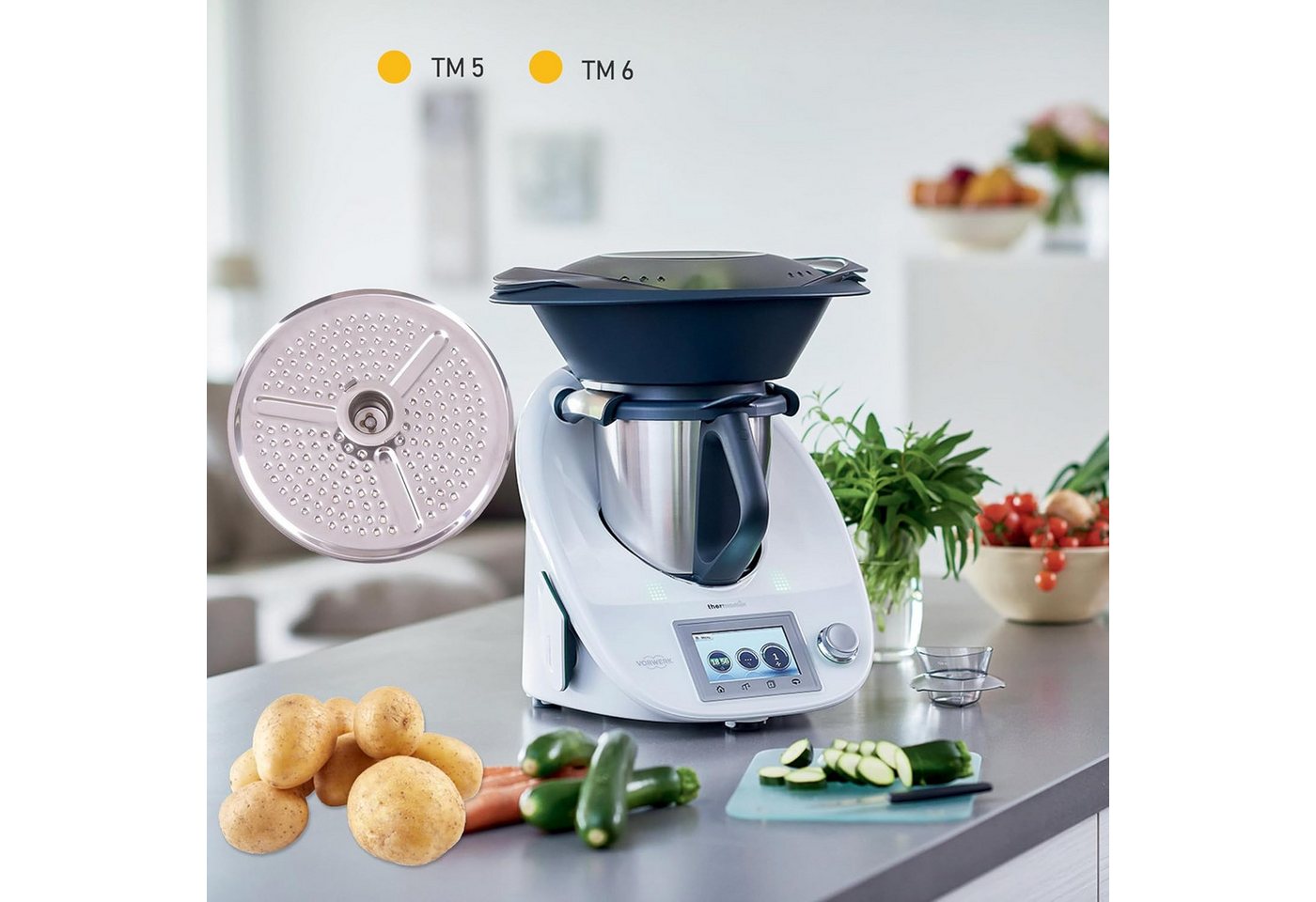FELIXLEO Küchenmaschinen-Adapter Schäler Für Thermomix TM5 TM6 Kartoffeln Obst Gemüse Silber Bild 3