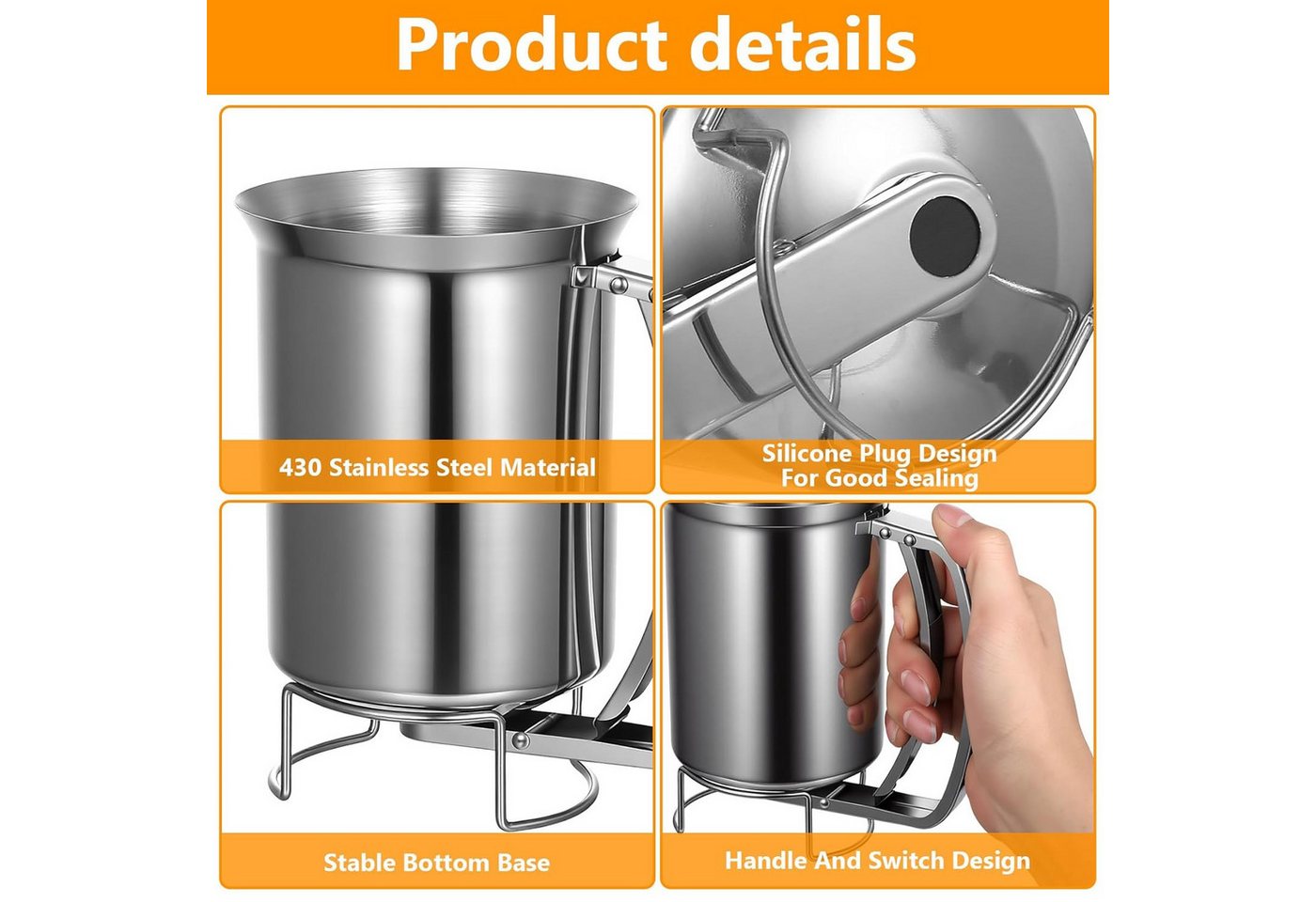 FELIXLEO Teigportionierer Teigportionierer Edelstahl 900ml Für Muffins Cupcakes Backen, (1-tlg)