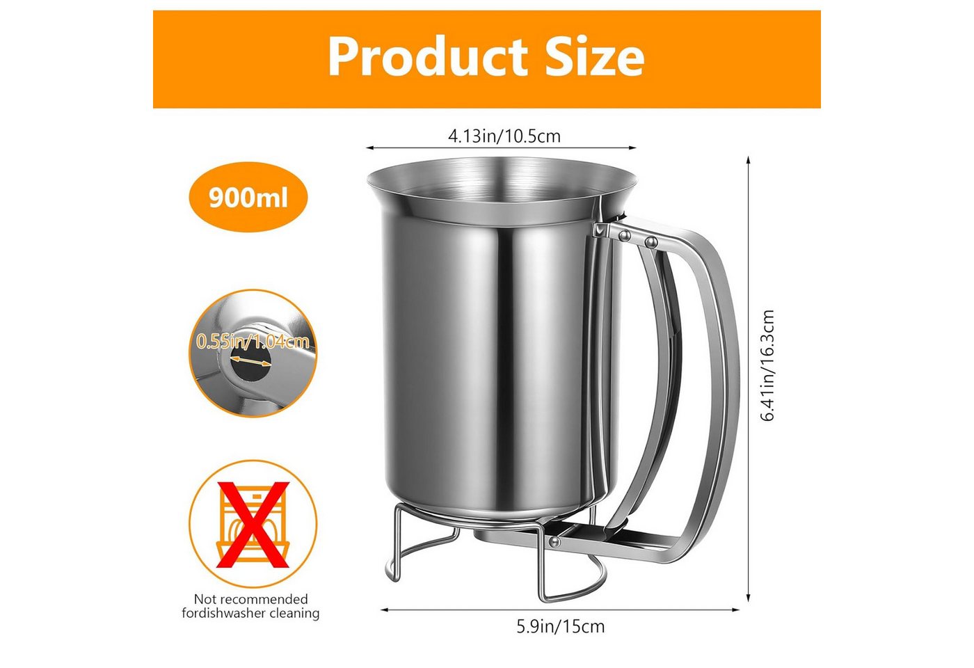 FELIXLEO Teigportionierer Teigportionierer Edelstahl 900ml Für Muffins Cupcakes Backen, (1-tlg) Bild 2
