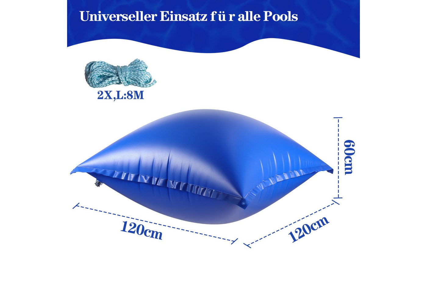 Clanmacy Pool-Abdeckplane 1x Poolkissen Winter Garten PVC Verstärktes Material Pool 120 x 120cm Bild 2