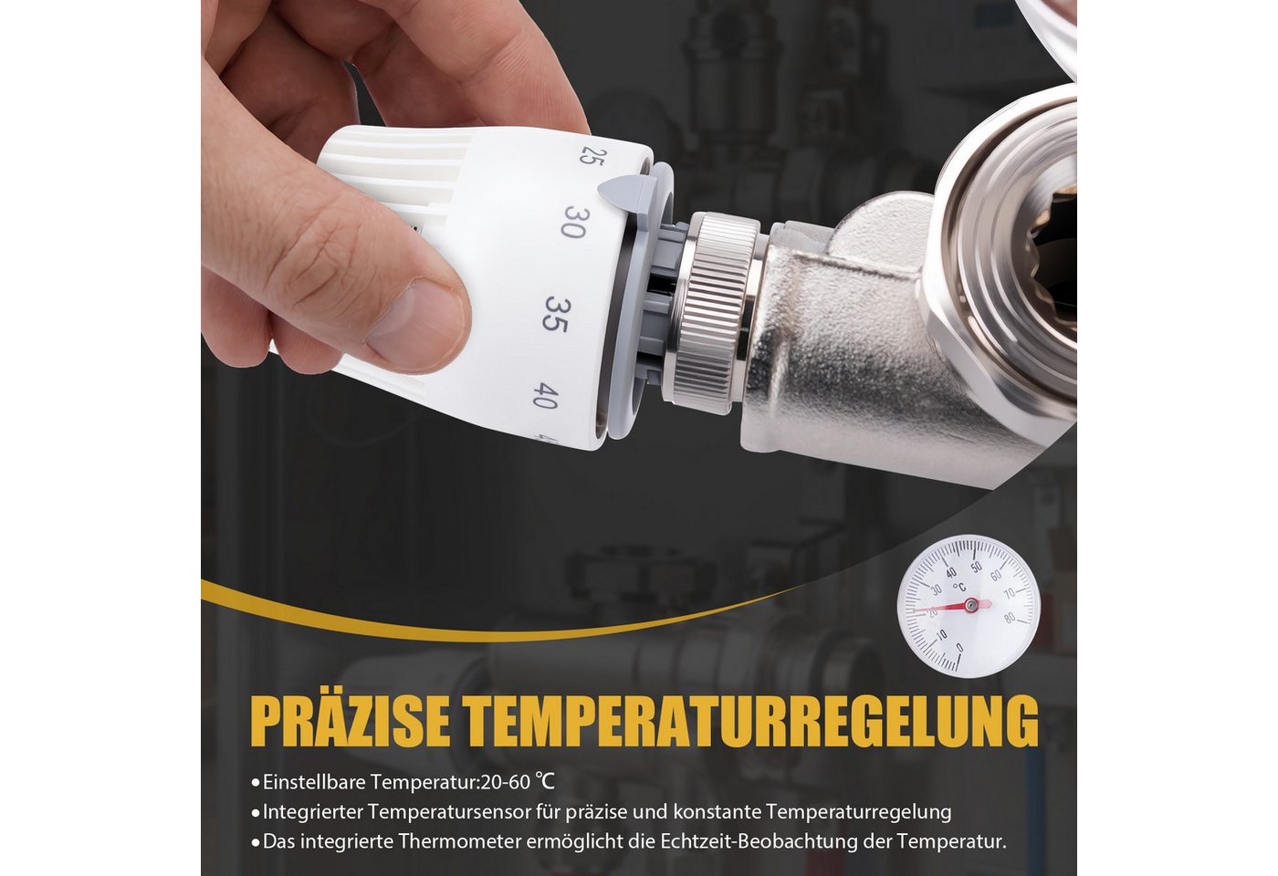 XERSEK Heizkreisverteiler Festwertregelset für Fußbodenheizung, Festwertregelung Wärmeverteiler (3-stufig Umwälzpumpe Max. Förderh. 6m & 93W, 20–60 °C, Ausz.210-235 mm), Heizkreis-Mischgruppe Mischventil Kompatibel mit Zentralheizungen Bild 4