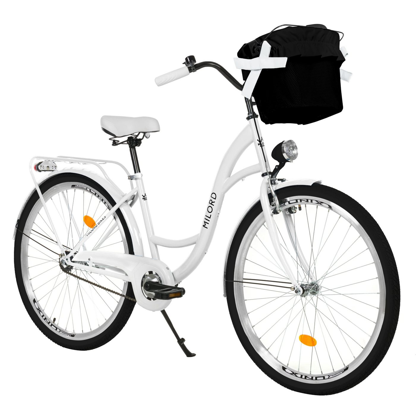 Milord Cityrad Milord City Fahrrad Korb Damenfahrrad, 28/26 Zoll, Weiß, 1-Gang, 1 Gang, (Fahrradständer, Gepäckträger, Klingel, Korb, Kotflügel) Bild 5