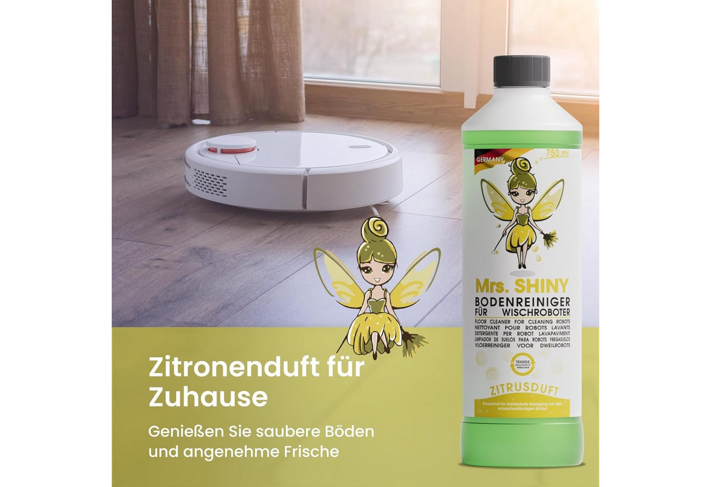 Mrs Shiny Wischroboter Mrs Shiny Excellente Wischroboter Reiniger (3er Duft-Set)