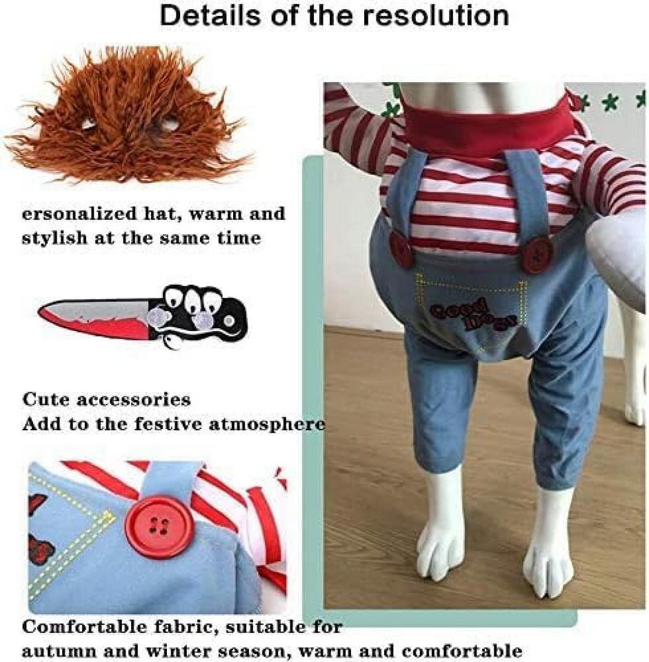 FELIXLEO Hundepfeife Halloween Hundekostüm Deadly Doll Cosplay Tier Party Kostüm M, (1-St) Bild 5