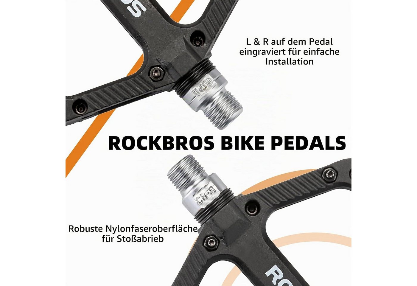 ROCKBROS Fahrradpedale Breite MTB Plattformpedale aus Nylon rutschfest