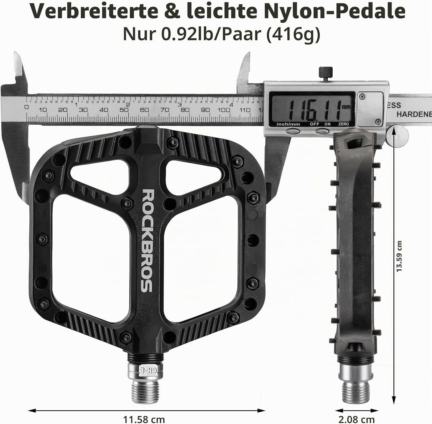 ROCKBROS Fahrradpedale Breite MTB Plattformpedale aus Nylon rutschfest Bild 3