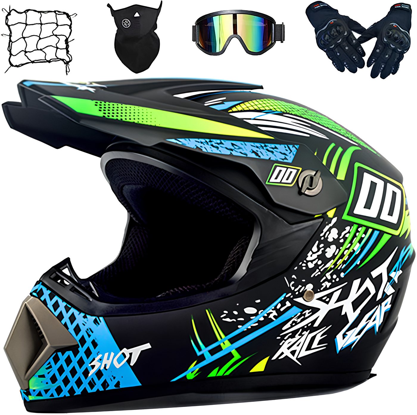 Athlix Motocrosshelm Off-Road Motocross-Helm Kinder Downhill Mountainbike Helm, Belüftungsöffnungen vor Hitzestau, Aerodynamisches Cross-Design