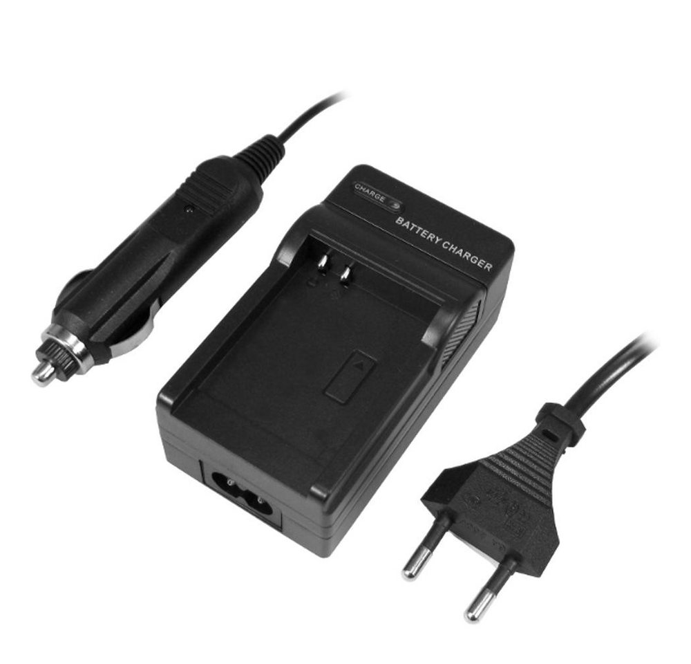 Trade-Shop Lader passend für Panasonic Lumix DMC FZ-50-K FZ-50-S FZ-28 FZ-35 Kamera-Ladegerät (für 220V Steckdose und 12V/24V Kfz Zigarettenanzünder)