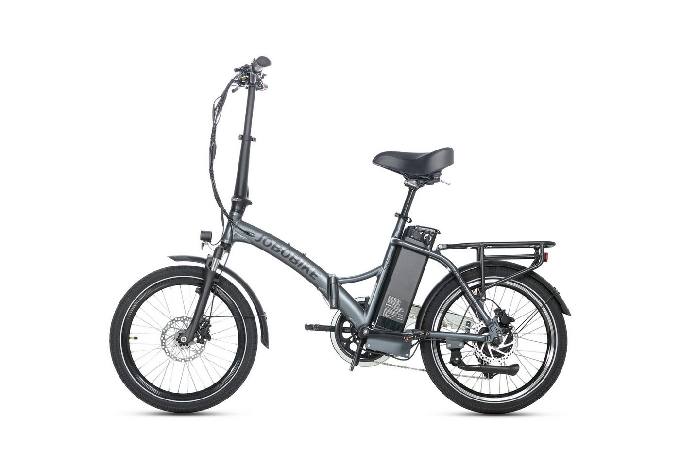 JOBOBIKE E-Bike Klapprad 20x2,125" Damen u. Herren, Citybike Sam, 468Wh, Pedelec, 60-110km, 7 Gang Shimano, Kettenschaltung, Heckmotor, 468 Wh, (mit Akku-Schlüssel, 5 Stufen), Faltbares Citybike - kompakt, stark & alltagstauglich Bild 3
