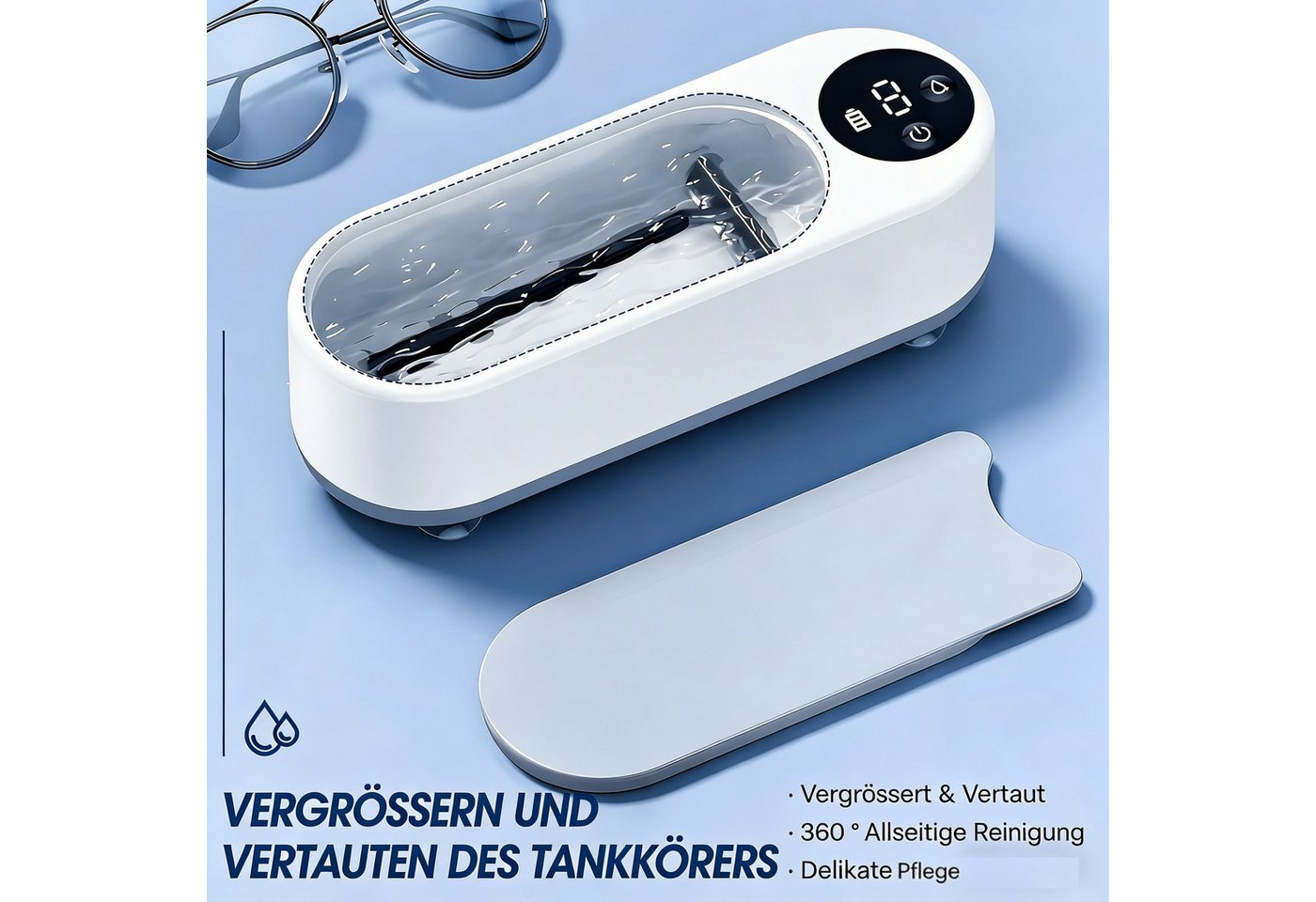 ibettertec Ultraschallreiniger Automatisch Ultraschall Reinigungsgerät Ultraschallreiniger 45kHz, Ultraschallreinigungsgerät für Brillen Ringe Schmuck Münzen Bild 2