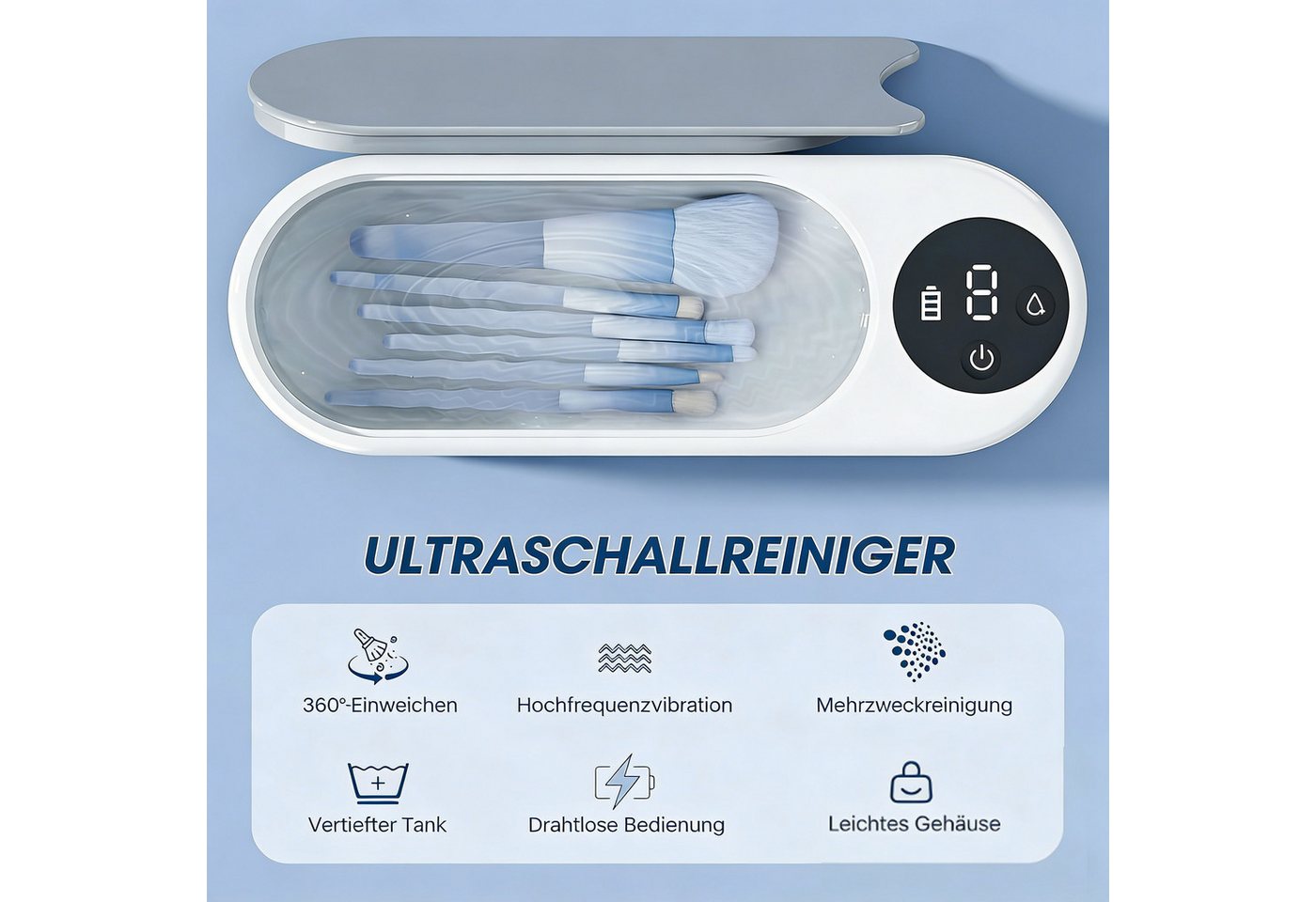 ibettertec Ultraschallreiniger Automatisch Ultraschall Reinigungsgerät Ultraschallreiniger 45kHz, Ultraschallreinigungsgerät für Brillen Ringe Schmuck Münzen Bild 4