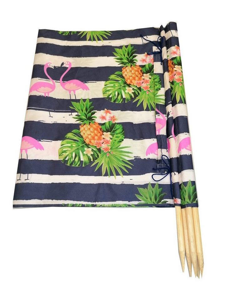 Aves-24 Windschutz WINDSCHUTZ 8m für Strand Garten Meer SICHTSCHUTZ Camping Blickschutz, 17. Flamingo blau