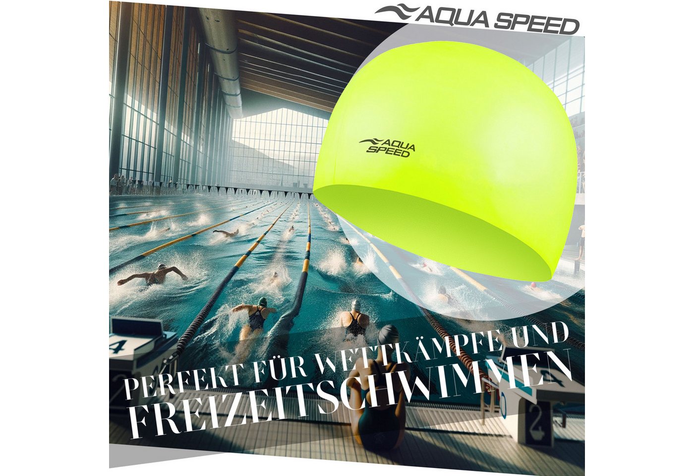 Aqua Speed Badekappe Bademütze Silikon-Stretch Gelb Wasserdicht & elastisch (Schützt Haare optimal – wasserabweisend & elastisch), Haarschutz gegen Chlor & Salzwasser – ideal für Pool & Meer Bild 3