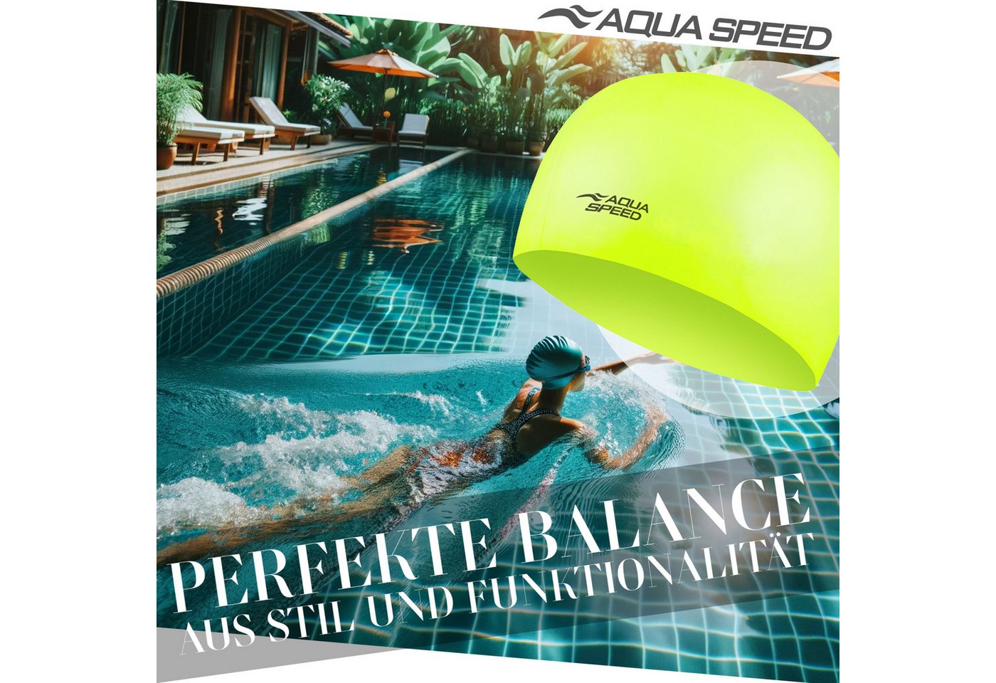 Aqua Speed Badekappe Bademütze Silikon-Stretch Gelb Wasserdicht & elastisch (Schützt Haare optimal – wasserabweisend & elastisch), Haarschutz gegen Chlor & Salzwasser – ideal für Pool & Meer Bild 4
