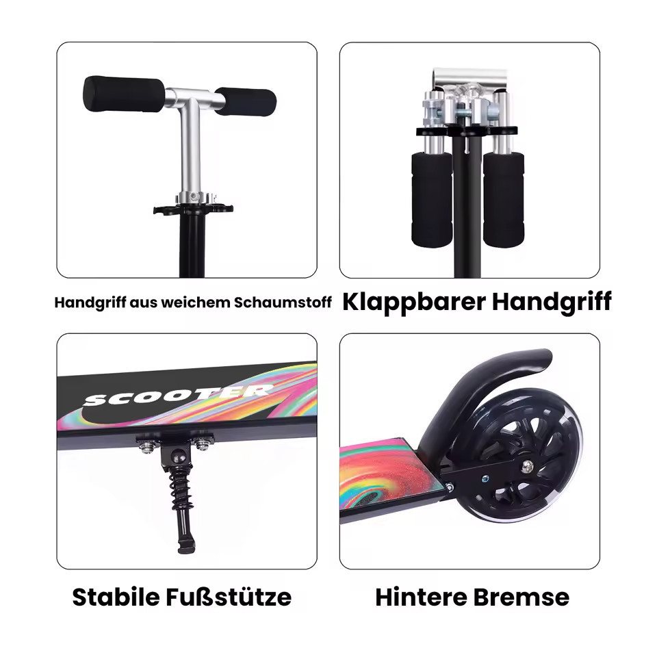 Athlix Tretroller Cityroller für Kinder mit Beleuchtung, Roller faltbar höhenverstellbar, ab 3 Jahren, maximal 50kg Belastung