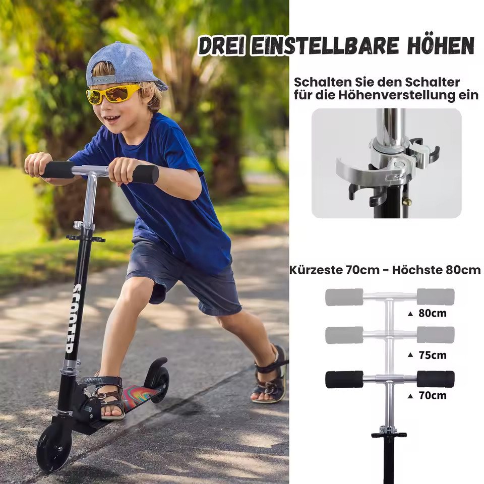 Athlix Tretroller Cityroller für Kinder mit Beleuchtung, Roller faltbar höhenverstellbar, ab 3 Jahren, maximal 50kg Belastung Bild 2