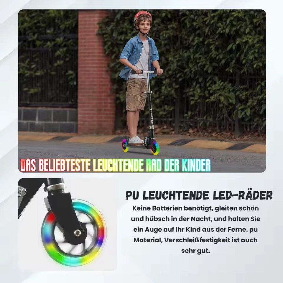 Athlix Tretroller Cityroller für Kinder mit Beleuchtung, Roller faltbar höhenverstellbar, ab 3 Jahren, maximal 50kg Belastung Bild 5