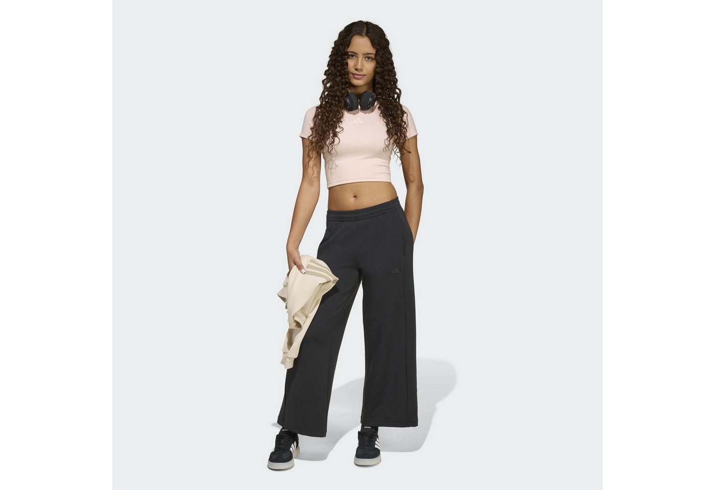 adidas Sportswear Sporthose FUTURE ICONS 3-STREIFEN MIT WEITEM BEIN für Kinder, aus Polyester und Baumwolle