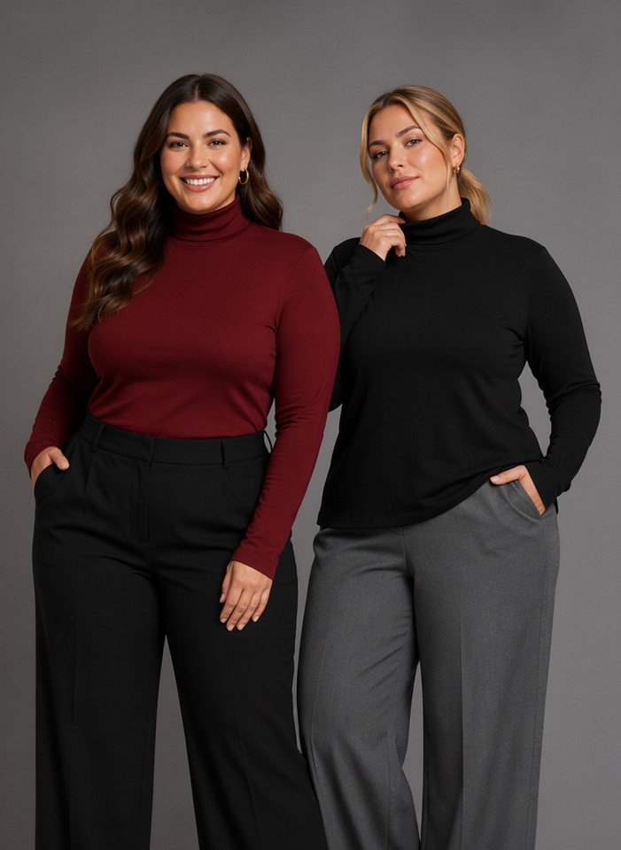 Laura Scott CURVE Rollkragenshirt im Sparset, aus weichem Rippenmaterial (2er Pack) figurbetonte Passform, hüftbedeckende Länge, aus Viskosemischung