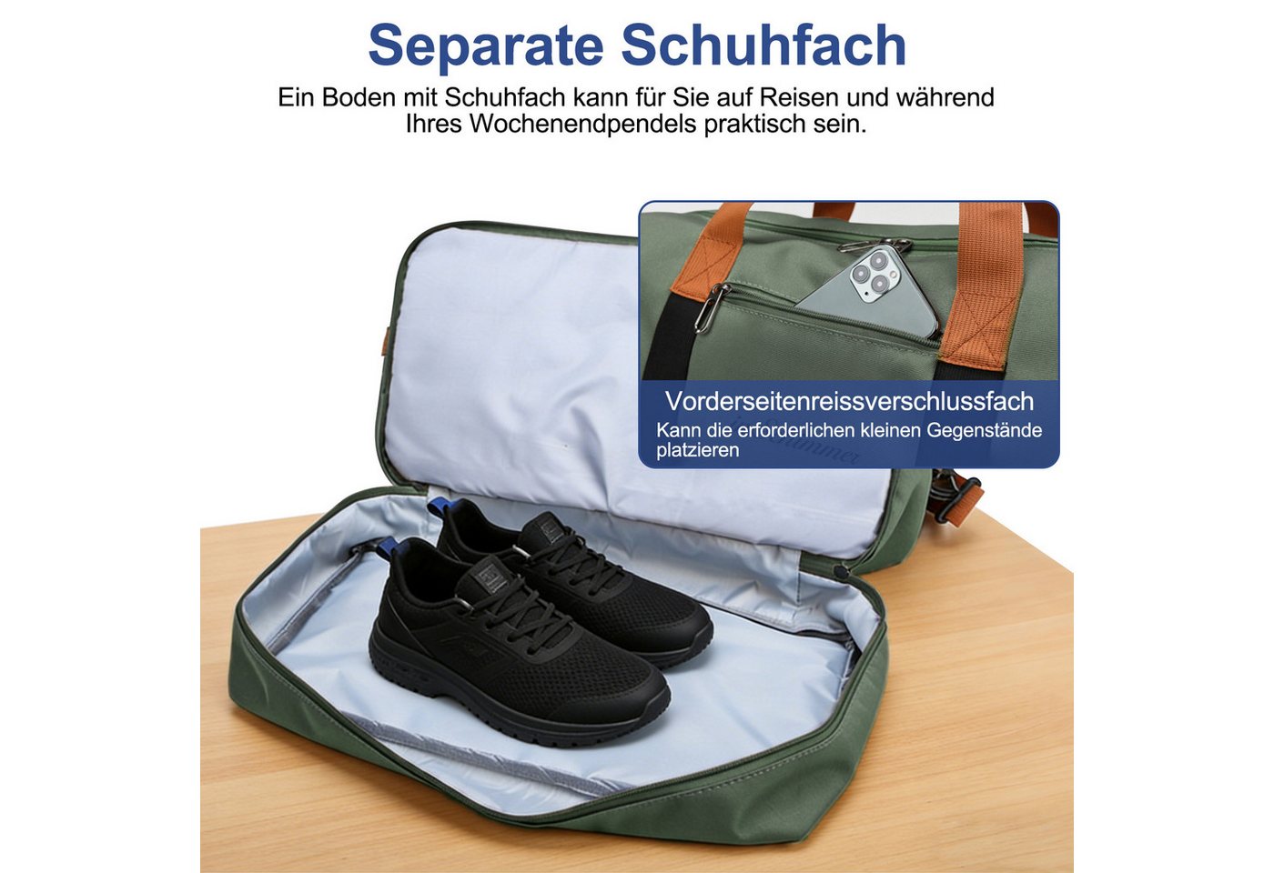 inschimmer Reisetasche Sporttasche Fitnesstasche mit Schuhfach & Nassfach für Reisen Arbeiten