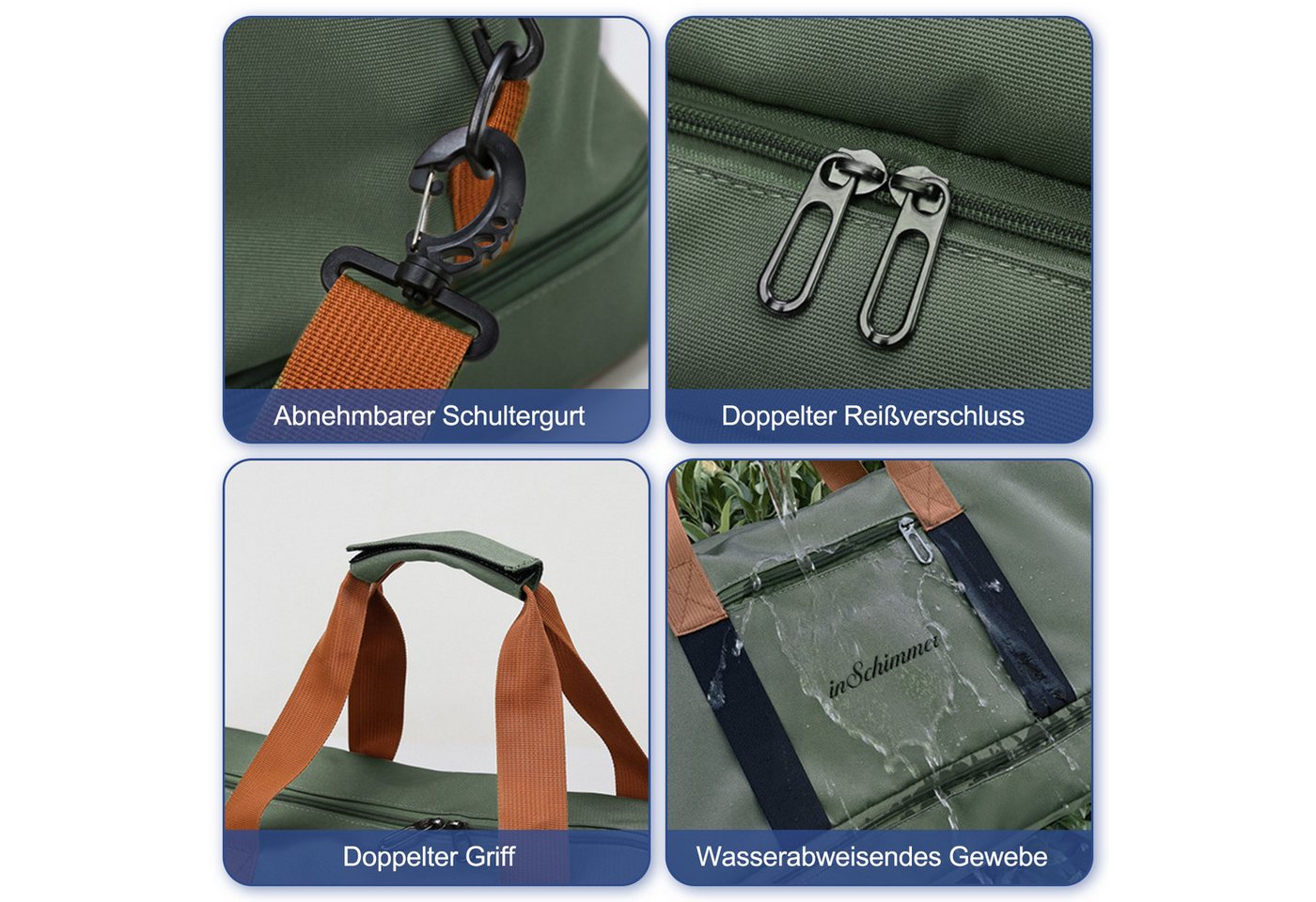 inschimmer Reisetasche Sporttasche Fitnesstasche mit Schuhfach & Nassfach für Reisen Arbeiten Bild 5