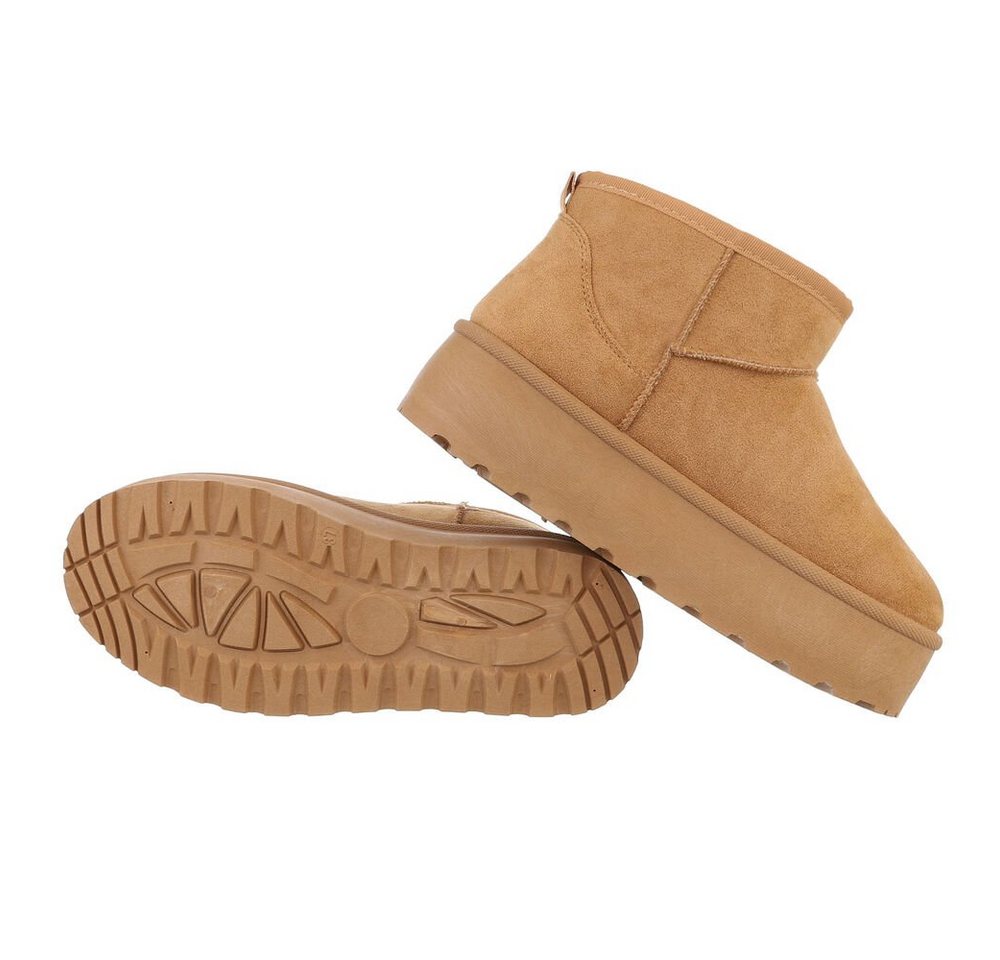 Ital-Design Damen Snowboots Freizeit Snowboots Plateaustiefeletten Snowboots (84338266) Flach Plateaustiefeletten in Camel Bild 2