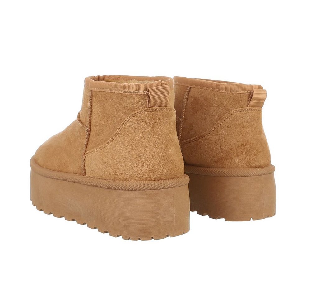 Ital-Design Damen Snowboots Freizeit Snowboots Plateaustiefeletten Snowboots (84338266) Flach Plateaustiefeletten in Camel Bild 4