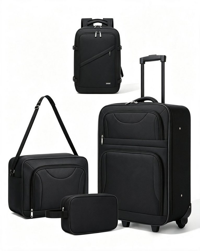 KONO Kofferset 3-teilig: 20 Zoll Handgepäck + Kabinen-Schultertasche + Kulturbeutel, (4 tlg) Bild 3
