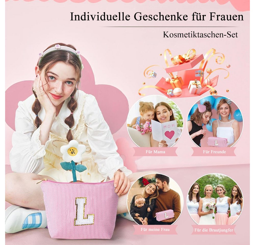 AFKSMILE Kosmetiktasche 2 Stück Personalisierte Kosmetiktasche Damen, Reise Schminktasche