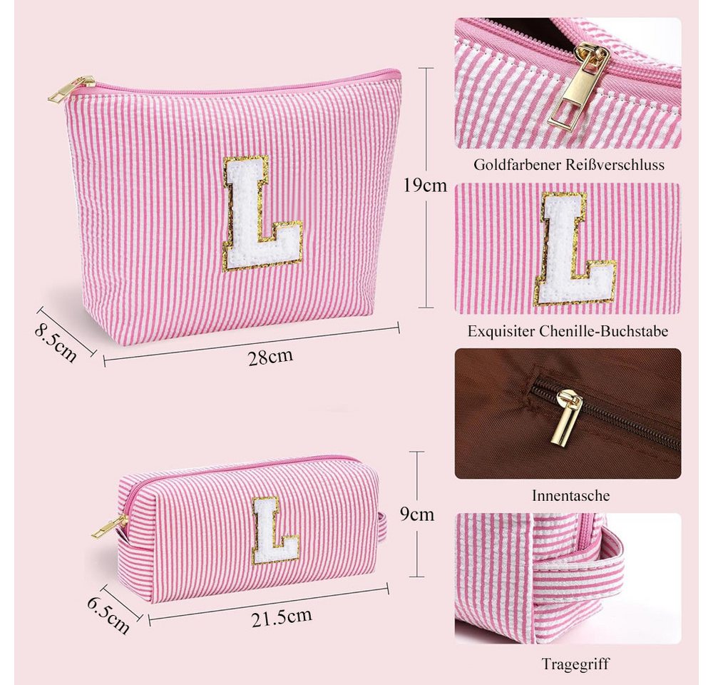 AFKSMILE Kosmetiktasche 2 Stück Personalisierte Kosmetiktasche Damen, Reise Schminktasche Bild 3