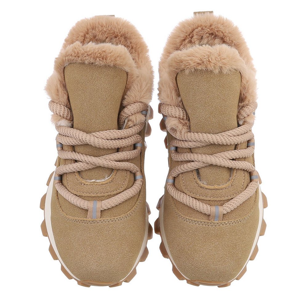 Ital-Design Stylische Sneaker mit Fütterung für Alltag und Freizeit Snowboots (90542980) Keilabsatz/Wedge Sneakers Low in Hellbraun