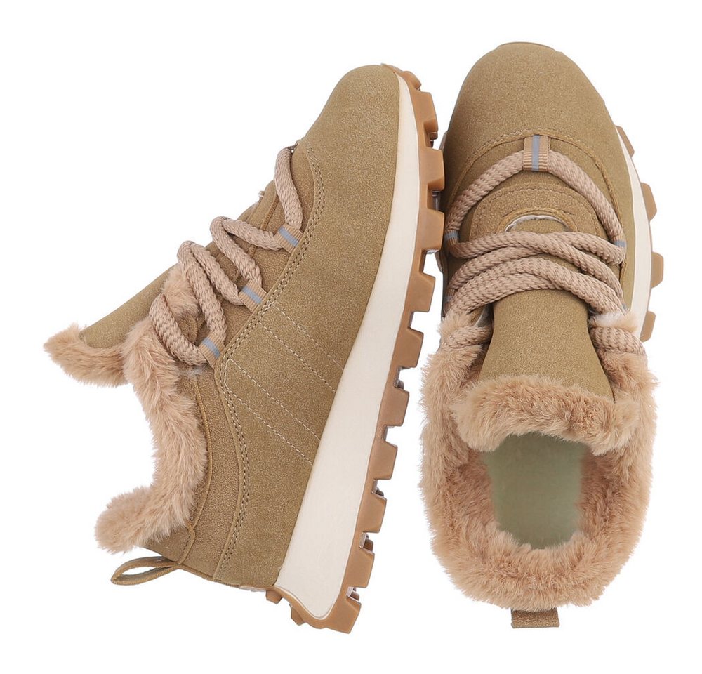 Ital-Design Stylische Sneaker mit Fütterung für Alltag und Freizeit Snowboots (90542980) Keilabsatz/Wedge Sneakers Low in Hellbraun Bild 2