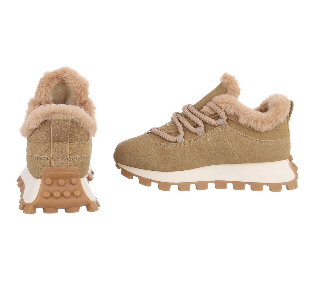Ital-Design Stylische Sneaker mit Fütterung für Alltag und Freizeit Snowboots (90542980) Keilabsatz/Wedge Sneakers Low in Hellbraun Bild 4