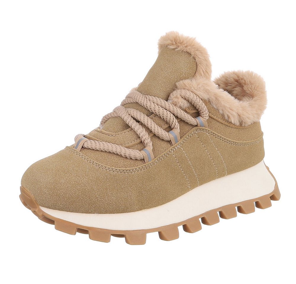 Ital-Design Stylische Sneaker mit Fütterung für Alltag und Freizeit Snowboots (90542980) Keilabsatz/Wedge Sneakers Low in Hellbraun Bild 5