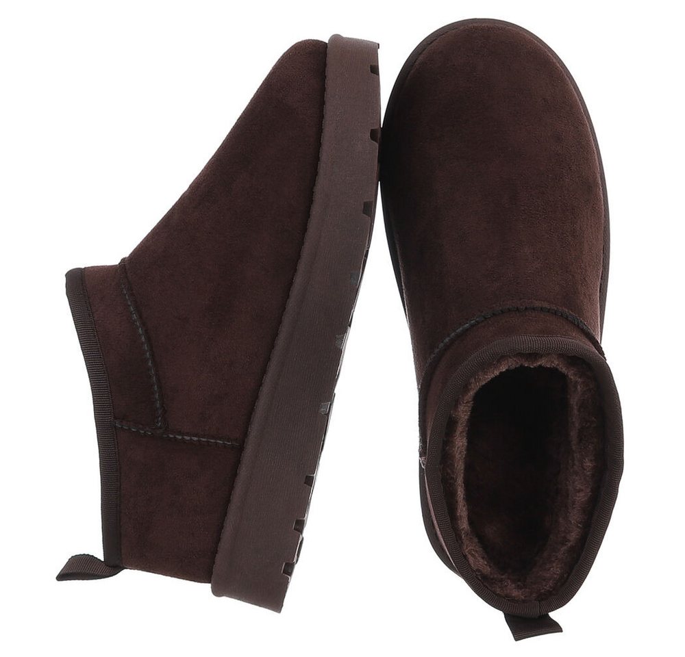 Ital-Design Bequeme Damenfreizeitschuhe mit praktischem Design Snowboots (90624820) Flach Plateaustiefeletten in Braun