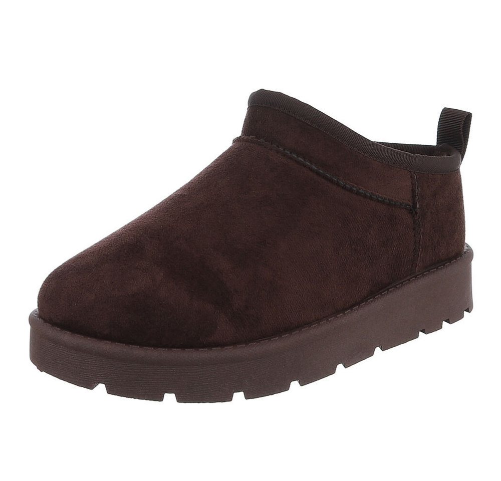Ital-Design Bequeme Damenfreizeitschuhe mit praktischem Design Snowboots (90624820) Flach Plateaustiefeletten in Braun Bild 3
