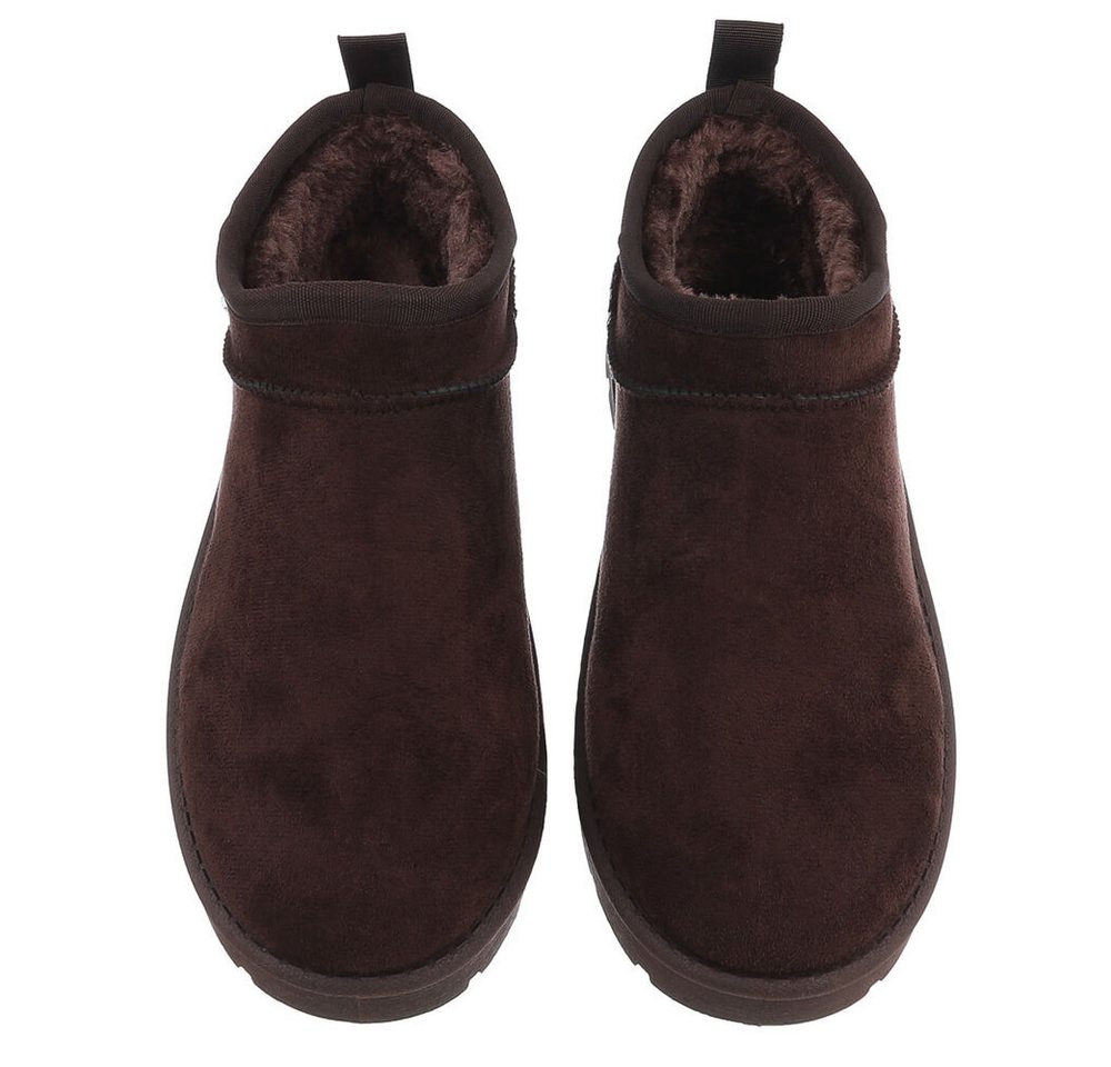 Ital-Design Bequeme Damenfreizeitschuhe mit praktischem Design Snowboots (90624820) Flach Plateaustiefeletten in Braun Bild 4